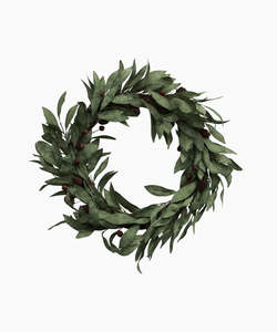Christmas Decor 1: Eucalyptus & Brown Berry Wood Wreath Small