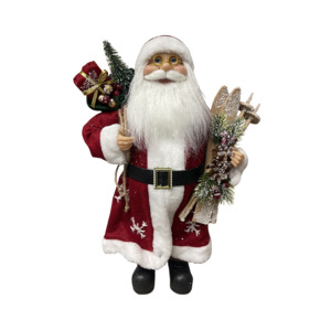 Christmas Decor 1: STANDING SANTA IN RED WHITE LONG COAT