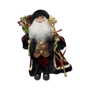 Christmas Decor 1: Standing Santa in Red & Black Trim