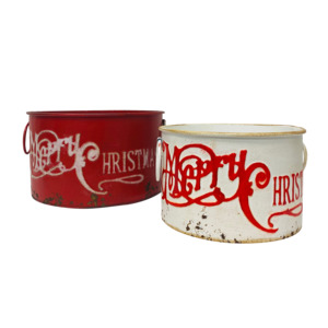 Christmas Decor 1: Round Red & White Tin