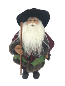 Christmas Decor 1: Standing Santa in Floral Green & Burgundy