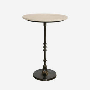 Homewares: Toledo Marble & Forged Iron Pedestal Base Occasional Table