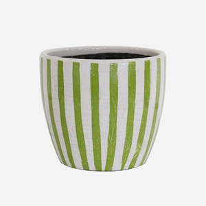 Lime Green Stripe Planter