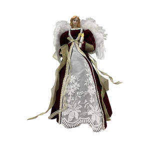 Christmas Decor: Tree Top Angel in Burgundy & Ivory