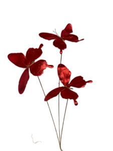 Christmas Decor: Red Spray Butterflies, set of 3