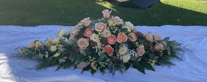 Casket Spray- Pastels - Flowers that Wow- Florist - South Auckland Delivery