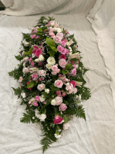 Casket Spray Pretty Pinks - Flowers that Wow- Florist - South Auckland Delivery