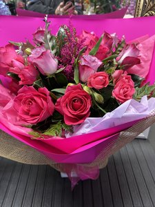 Products: Bright Pink and Purple Roses Bouquet - Vibrant Flower Delivery in Auckland - Flowers that Wow- Florist - South Auckland Delivery