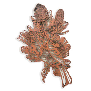 Artworks: Shadow Veneer: Kōkako & Banksia