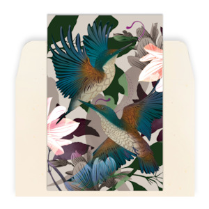 Stationery: Kingfishers & Floral Greeting Card