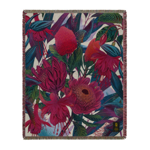 Frontpage: PRE ORDER: Antipodes Woven Blanket Fuchsia & Banksia