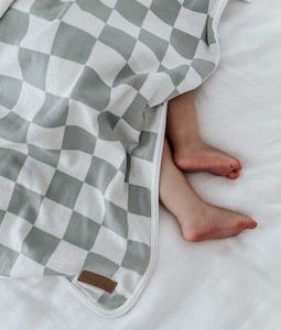 Jersey Cotton Swaddle Wrap - Sage Gingham
