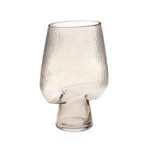 Bovi Home: Lianne Ribbed Glass Vase Taupe