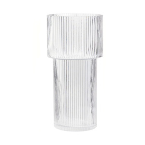 Tall Ribbed Glass Vase