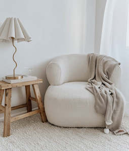 Greige Pom-Pom Lounge Throw