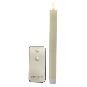 LED Battery Dinner Candles – Ivory Taper Set with Remote | Set of 2