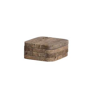 For The Foodie: Stone Coasters – Natural Travertine & Dark Marble Set of 4 by Ned Collections