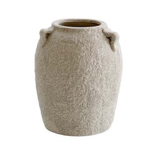 For The Green Finger: Aveline Stone Vase – Beige Textured Vessel