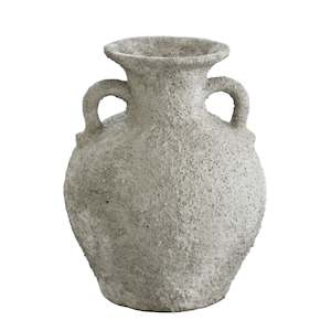 For The Green Finger: Thira Stone Vase – Aged Grey Textured Ceramic