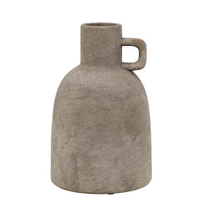 For The Green Finger: Terracotta Bottle Vase with Small Handle – Sculptural Clay Vessel