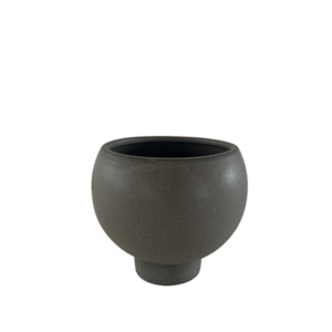 Potted: Orbit Planter Slate – Curved Stoneware Pot with Reactive Glaze