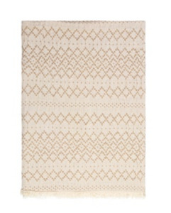 Throws: Cream Linen Cotton Blend Hunter Throw Blanket 130x178cm