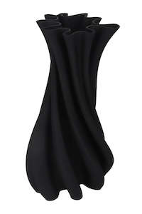 Soft Minimal: Camila Black 3D Printed Ceramic Vase – Sculptural Porcelain (39cm)
