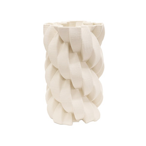 3D Printed Braided Ceramic Vase – White Sculptural Porcelain Vase 31cm