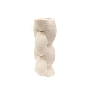 3D Printed Totem Ceramic Vase – Sculptural White Porcelain (30–40cm)