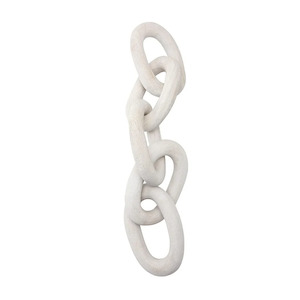 Eclectic Postmodernism: Wooden Chain Ornament – Sculptural Home Décor in 3 Neutral Colours