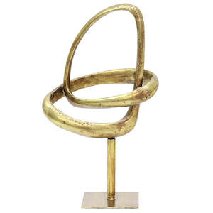 Eclectic Postmodernism: Loop Sculpture 09 – Silver/Gold, 35cm Table Décor