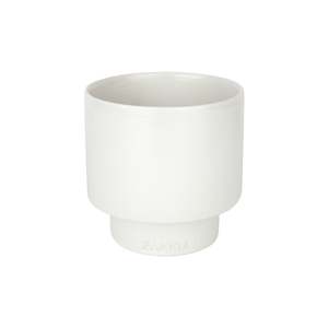ZAKKIA Podium Pot – Medium Glazed White | Minimalist Ceramic Plant Pot