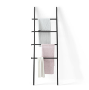 Umbra Leana Decorative Ladder – Black Metal & Wood Blanket Rack