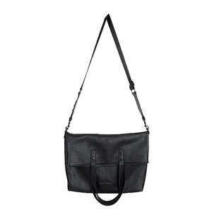 For The Beach Bum: Total Black Leather Tote Bag - Federation