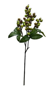 Rattan Berry Stem, Spiced Green 39cm Faux Berry Branch