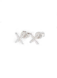 Kisses Studs Silver Clear Crystal Earrings | Federation