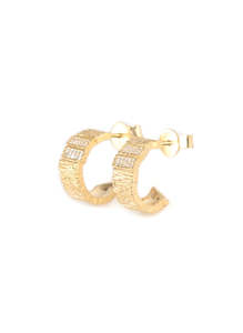 Impressions Earrings, Gold with Clear Crystals