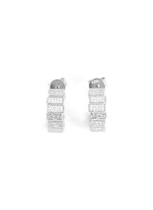 Impressions Earrings, Silver with Clear Crystals