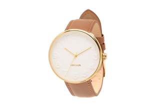 Mr White Steel Watch, Gold Case & Tan Leather Strap by Karlsson