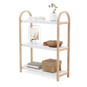 Bellwood Three Tier Shelf by Umbra, Freestanding 90cm, Wood Accents