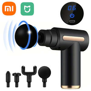 Massager: Xiaomi MIJIA Portable Fascia Gun Tissue Massager Mini Lightweight Body Massage with LED Touch Screen 4 Replaceable Massage Heads