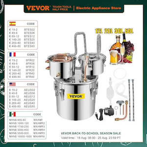 Kitchen Appliance: VEVOR 12L 20L 30L 50L Alcohol Brewing Distiller DIY Moonshine Apparatus Stainless Steel Still Whisky Beer Brandy Home Appliance