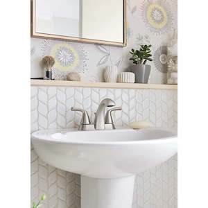 Bathroom Accessories: Moen Haber Spot Resist Brushed Nickel Two-Handle 4 "Centerset Bathroom Faucet, 3-Hole Faucet, 84768SRN