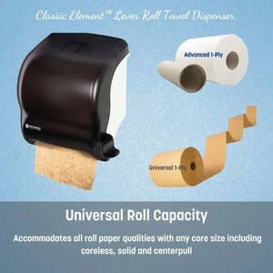 Bathroom Accessories: Element Paper Towel Dispenser Wall-Mounted Commercial Roll Dispenser, Fits All Core Sizes with Lever for Bathroom, Kitchens