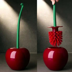 Bathroom Accessories: Red Toilet brush toilet holder bathroom accessories Creative Lovely Cherry Shape Lavatory Brush Toilet Brush Holder Set