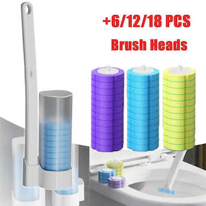Bathroom Accessories: Disposable Toilet Brush Cleaner With Long Handle Bathroom Cleaning Sponge Brush With Replaceable Brush Head Toilet Accessories