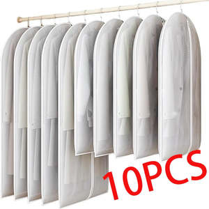 Clothes Dust Cover: Clothes Hanging Dust Cover Wedding Dress Cover Suit Coat Storage Bag Transparent Fully Enclosed Clothes Cover With Zipper