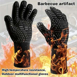 Kitchen Accessories: One Piece BBQ Gloves High Temperature Resistance Oven Mitts 500 800 Degrees Fireproof Barbecue Heat Insulation Microwave Gloves