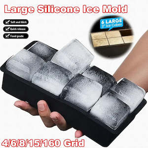 Kitchen Accessories: 4/6/8/15/160 Grid Big Ice Tray Mold Giant Jumbo Large Food Grade Silicone Ice Cube Square Tray Mold DIY Ice Maker Ice Cube Tray