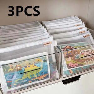 Laundry Bags: Toy storage bag Children's building blocks small toys special sorting bag bag transparent mesh gauze zipper mesh bag